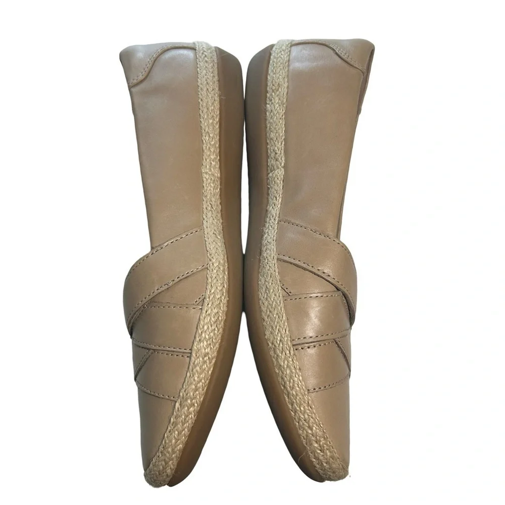 Clarks Collection Women Tan Leather Espadrille Flat Shoes